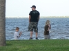 Blaine, Randy and Devin at sea wall at mom and dad's